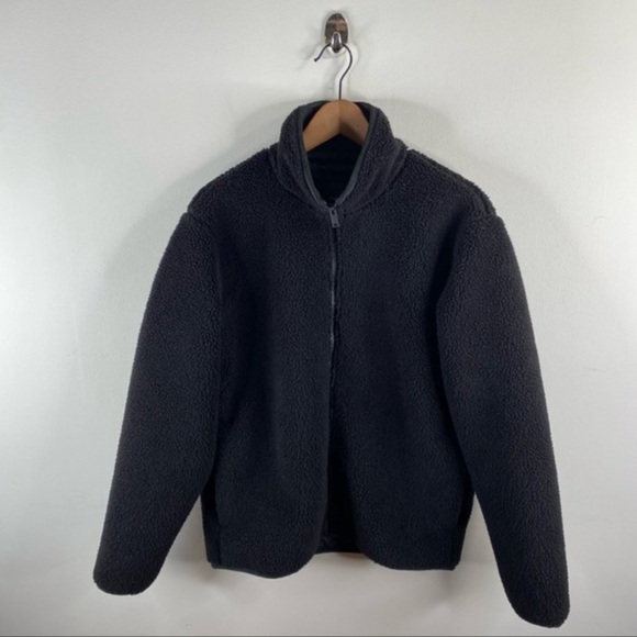 Theory Black Classon F Glacial Fleece Jacket Sz M - Picture 6 of 6